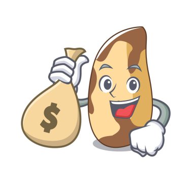 Para çantası Brezilya cevizi karakter karikatür vektör çizim ile