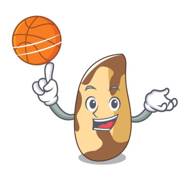 Basketbol Brezilya cevizi karakter karikatür vektör çizim ile