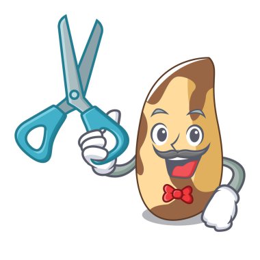 Brezilya cevizi karakter karikatür vektör çizim berber