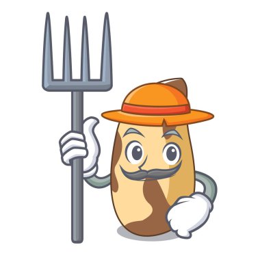 Çiftçi Brezilya cevizi karakter karikatür vektör çizim