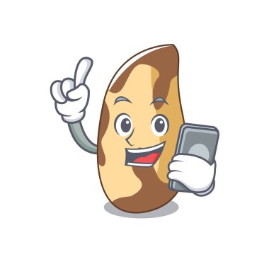 Telefon Brezilya cevizi karakter karikatür vektör çizim ile