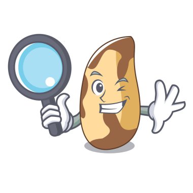 Dedektif Brezilya cevizi karakter karikatür vektör çizim