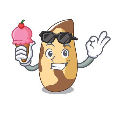 Dondurma Brezilya cevizi karakter karikatür vektör çizim ile