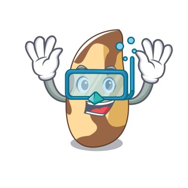 Dalış Brezilya cevizi karakter karikatür vektör çizim