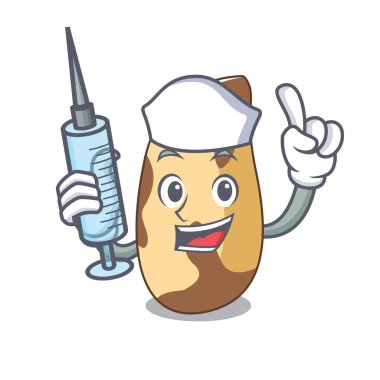 Hemşire Brezilya cevizi karakter karikatür vektör çizim