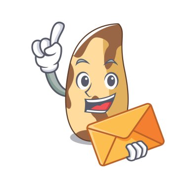 Zarf Brezilya cevizi karakter karikatür vektör çizim ile