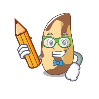 Öğrenci Brezilya cevizi karakter karikatür vektör çizim