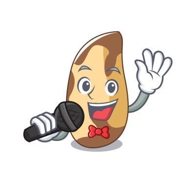 Şarkı Brezilya cevizi maskot karikatür vektör çizim