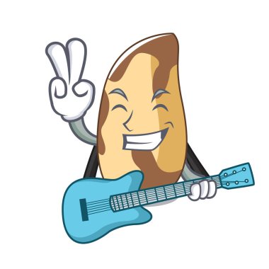 Gitar Brezilya cevizi maskot karikatür vektör çizim ile