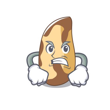 Kızgın Brezilya cevizi maskot karikatür vektör çizim