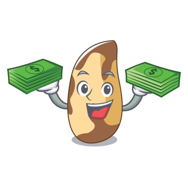 Para çantası Brezilya cevizi maskot karikatür vektör çizim ile