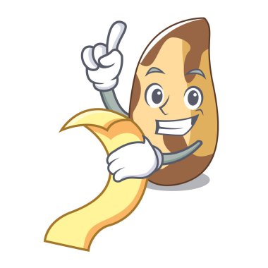 Menü Brezilya cevizi maskot karikatür vektör çizim ile