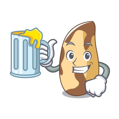 Suyu Brezilya cevizi maskot karikatür vektör çizim ile