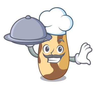 Şef gıda Brezilya cevizi maskot karikatür vektör çizim ile