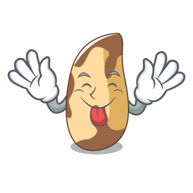 Brezilya cevizi maskot karikatür vektör çizim dil