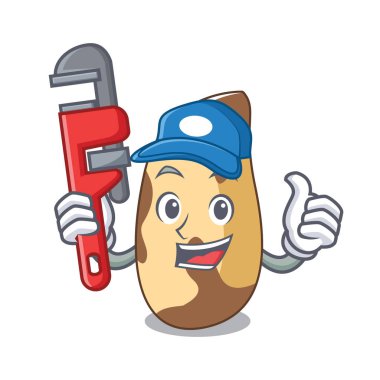 Tesisatçı Brezilya cevizi maskot karikatür vektör çizim