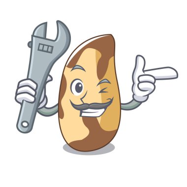 Mekanik Brezilya cevizi maskot karikatür vektör çizim