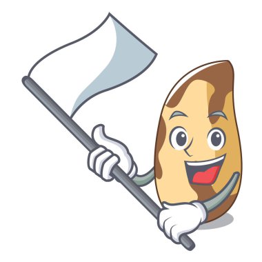 Bayrak Brezilya cevizi maskot karikatür vektör çizim ile