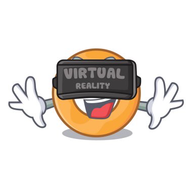 Sanal gerçeklik soğan halkası maskot karikatür vektör çizim