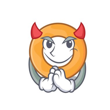 Şeytan soğan halkası maskot karikatür vektör çizim