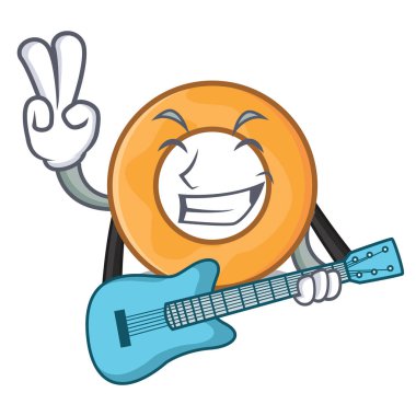 Gitar soğan halkası maskot karikatür vektör çizim ile