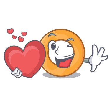 Kalp soğan halkası maskot karikatür vektör çizim ile