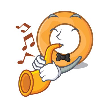 Trompet soğan halkası maskot karikatür vektör çizim ile