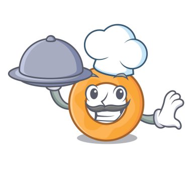 Şef gıda soğan halkası maskot karikatür vektör çizim ile