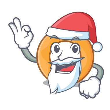 Santa soğan halkası maskot karikatür vektör çizim