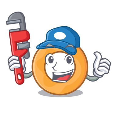 Tesisatçı soğan halkası maskot karikatür vektör çizim