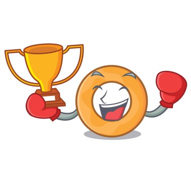 Boks şampiyonu soğan halkası maskot karikatür vektör çizim