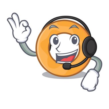 Kulaklık soğan halkası maskot karikatür vektör çizim ile