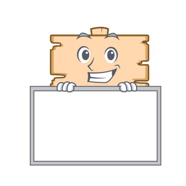 Tahta ahşap tahta karakter karikatür vektör çizim ile sırıtarak