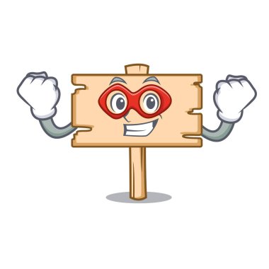 Süper kahraman ahşap tahta karakter karikatür vektör çizim