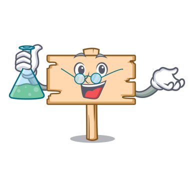 Profesör ahşap tahta karakter karikatür vektör çizim