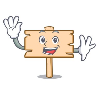 Ahşap tahta karakter karikatür vektör çizim sallayarak