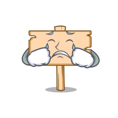 Ahşap tahta maskot karikatür vektör çizim ağlıyor