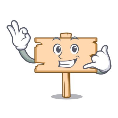 Bana ahşap tahta maskot karikatür vektör çizim de