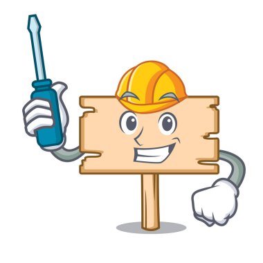 Otomotiv ahşap tahta maskot karikatür vektör çizim