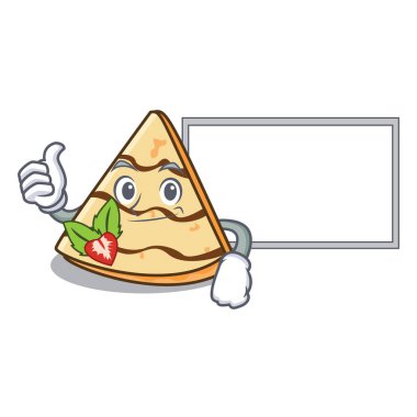 Başparmak yukarıya kurulu krep karakter karikatür tarzı vektör çizim ile