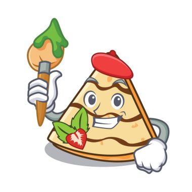 Sanatçı krep karakter karikatür tarzı vektör çizim