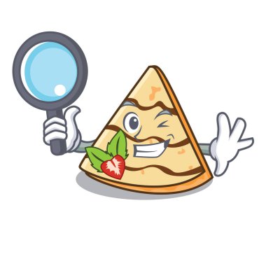 Dedektif krep karakter karikatür tarzı vektör çizim