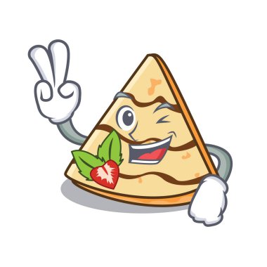 Krep karakter karikatür tarzı vektör çizim iki parmak