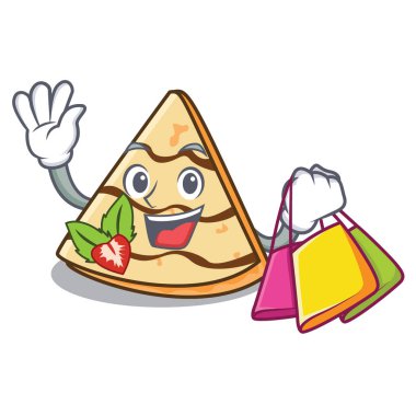 Alışveriş krep karakter karikatür tarzı vektör çizim