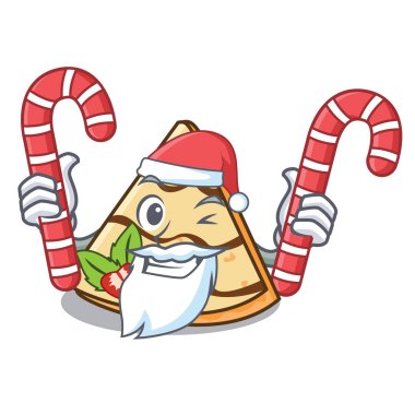 Santa şeker krep maskot karikatür tarzı vektör çizim ile