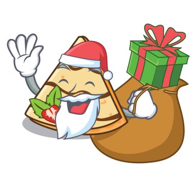 Noel Baba hediye krep maskot karikatür tarzı vektör çizim ile