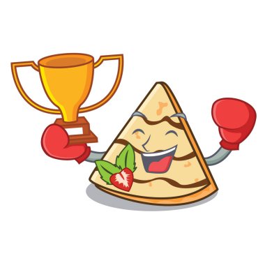 Boks şampiyonu krep maskot karikatür tarzı vektör çizim