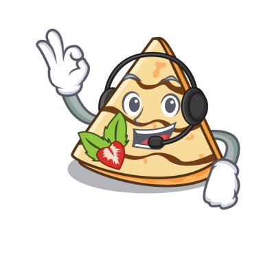 Kulaklık krep maskot karikatür tarzı vektör çizim ile