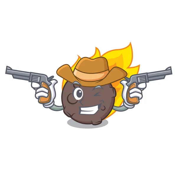 Cowboy Meteorite Character Cartoon Style Vector Illustration — Stock Vector