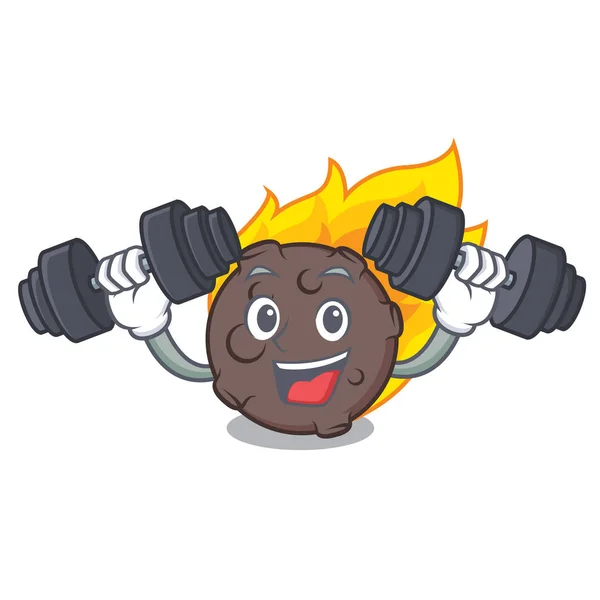 Fitness Meteorite Character Cartoon Style Vector Illustration — Stock Vector